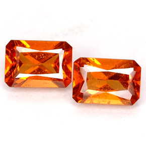 Gemas de granate hessonita naranja natural de  ct, corte esmeralda, VS-SI