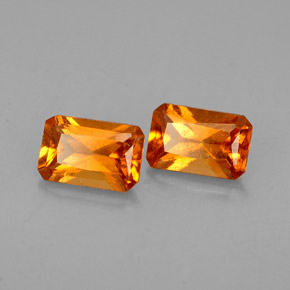 Gemas de granate hessonita naranja natural de  ct, corte esmeralda, VS-SI