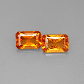 Gemas de granate hessonita naranja natural de  ct, corte esmeralda, SI