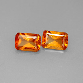 Gemas de granate hessonita naranja natural de  ct, corte esmeralda, SI