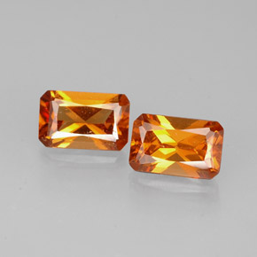 Gemas de granate hessonita naranja natural de  ct, corte esmeralda, VS-SI
