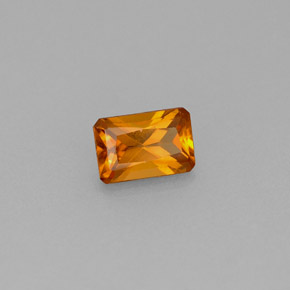 Granate hessonita naranja natural de 0,61 ct, corte esmeralda, VS