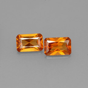Gemas de granate hessonita naranja natural de  ct, corte esmeralda, VS