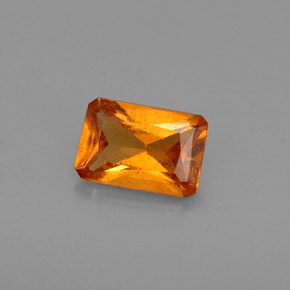 Granate hessonita naranja natural de 0,63 ct, corte esmeralda, VS