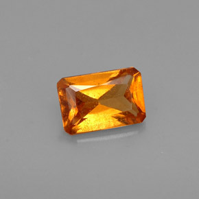 Granate hessonita naranja natural de 0,63 ct, corte esmeralda, VS