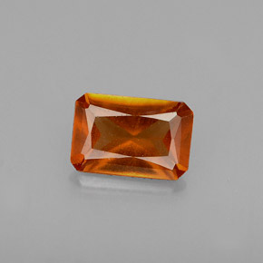 Granate hessonita naranja natural de 0,60 ct, corte esmeralda, VS