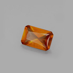 Granate hessonita naranja natural de 0,60 ct, corte esmeralda, VS