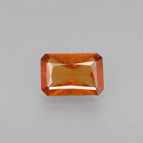 Granate hessonita naranja natural de 0,56 ct, corte esmeralda, VS-SI