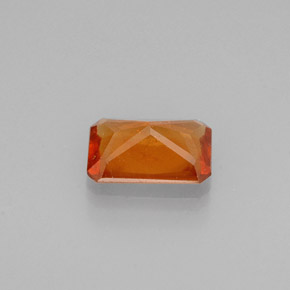 Granate hessonita naranja natural de 0,56 ct, corte esmeralda, VS-SI