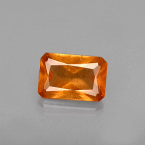 Granate hessonita naranja natural de 0,65 ct, corte esmeralda, VS