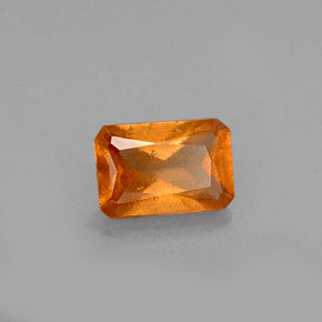 Granate hessonita naranja natural de 0,65 ct, corte esmeralda, VS