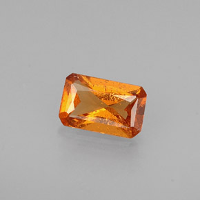 Granate hessonita naranja natural de 0,50 ct, corte esmeralda, VS-SI