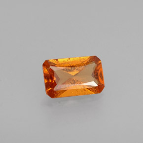 Granate hessonita naranja natural de 0,50 ct, corte esmeralda, VS-SI