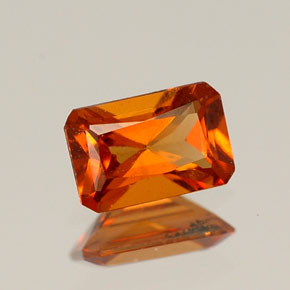 Granate hessonita naranja natural de 0,54 ct, corte esmeralda, VS