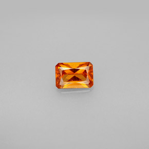 Granate hessonita naranja natural de 0,66 ct, corte esmeralda, VS