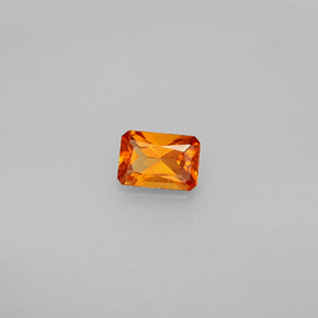 Granate hessonita naranja natural de 0,66 ct, corte esmeralda, VS