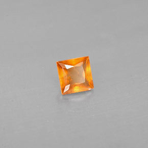 Granate hessonita naranja natural de 0,32 ct, cuadrado, VS