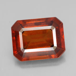 Granate hessonita naranja natural de 6,53 ct, corte esmeralda, VS