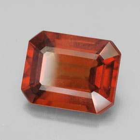 Granate hessonita naranja natural de 6,53 ct, corte esmeralda, VS