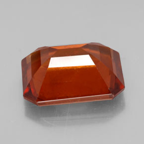 Granate hessonita naranja natural de 6,53 ct, corte esmeralda, VS