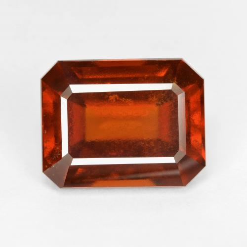 Granate hessonita rojo natural de 8,89 ct, corte esmeralda, VS