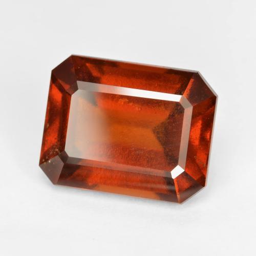 Granate hessonita rojo natural de 8,89 ct, corte esmeralda, VS