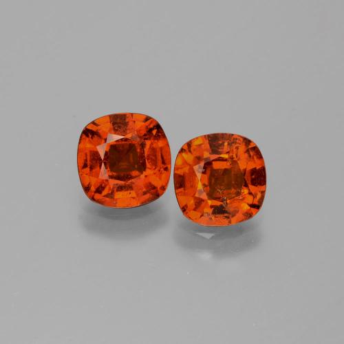 Gemas de granate hessonita naranja natural de 3,13 ct, corte cojín, SI
