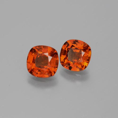 Gemas de granate hessonita naranja natural de 3,13 ct, corte cojín, SI