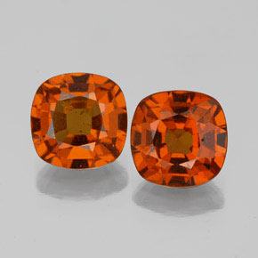 Gemas de granate hessonita naranja natural de 3,23 ct, corte cojín, VS