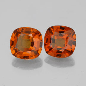Gemas de granate hessonita naranja natural de 3,23 ct, corte cojín, VS