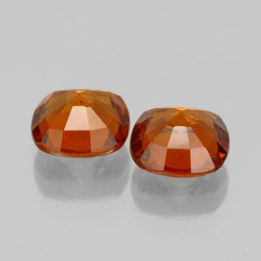 Gemas de granate hessonita naranja natural de 3,23 ct, corte cojín, VS