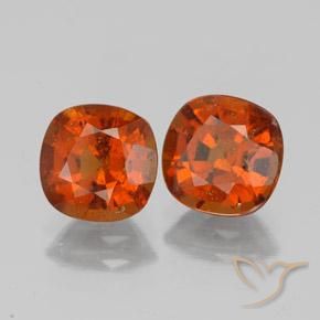 Gemas de granate hessonita Ámbar naranja natural de 3.17 ct, Forma Cojín, SI