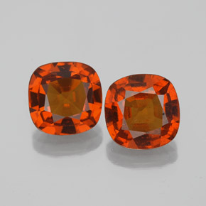 Gemas de granate hessonita rojo natural de 3,13 ct, corte cojín, VS-SI