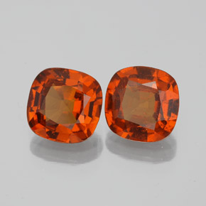 Gemas de granate hessonita rojo natural de 3,13 ct, corte cojín, VS-SI