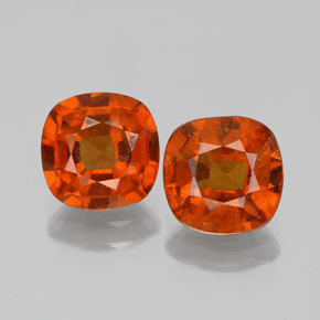 Gemas de granate hessonita naranja natural de 3,21 ct, corte cojín, VS-SI