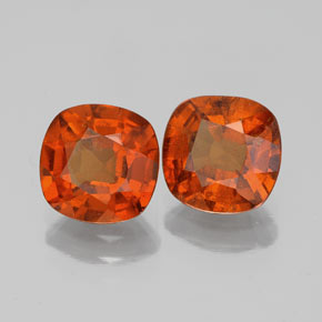 Gemas de granate hessonita naranja natural de 3,21 ct, corte cojín, VS-SI