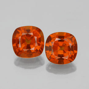 Gemas de granate hessonita naranja natural de 3,13 ct, corte cojín, VS-SI