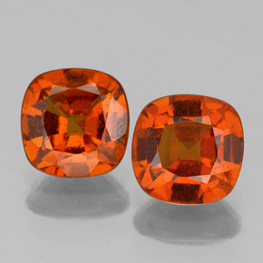 Gemas de granate hessonita naranja natural de 1,98 ct, corte cojín, SI