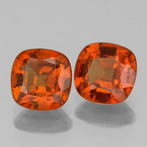 Gemas de granate hessonita naranja natural de 1,98 ct, corte cojín, SI