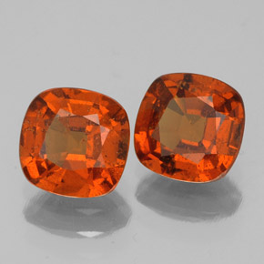 Gemas de granate hessonita naranja natural de 2,08 ct, corte cojín, VS-SI