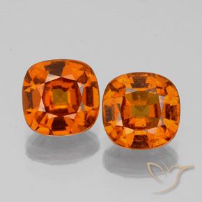 2.12ctw Natural Naranja fuego Granate Hessonita, Forma Cojín, VS-SI