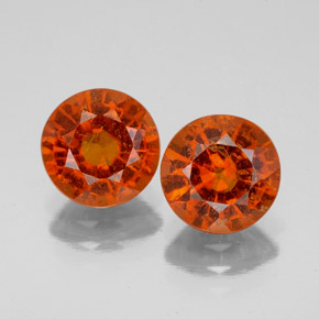 Gemas de granate hessonita naranja natural de  ct, corte redondo, SI