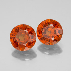 Gemas de granate hessonita naranja natural de  ct, corte redondo, SI