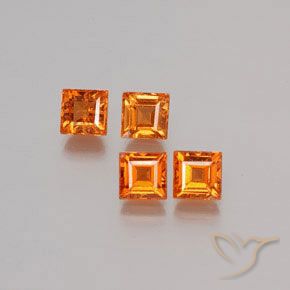 Gemas de granate hessonita Naranja oscuro natural de 1.50 ct, Cuadrado, VS