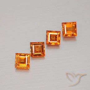 1.38ctw Natural Naranja oscuro medio Granate Hessonita, Cuadrado, VS