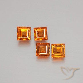 Gemas de granate hessonita Naranja oscuro medio natural de 1.38 ct, Cuadrado, VS