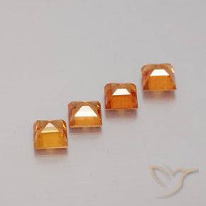 Gemas de granate hessonita Naranja oscuro medio natural de 1.38 ct, Cuadrado, VS