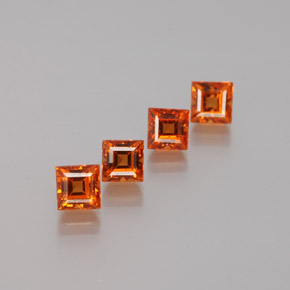 Gemas de granate hessonita naranja natural de 1,46 ct, cuadrado, VS