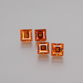 Gemas de granate hessonita naranja natural de 1,46 ct, cuadrado, VS