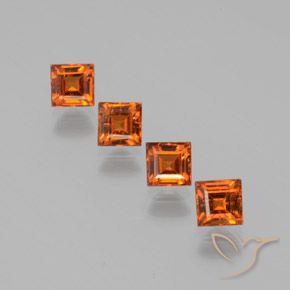 1.45ctw Natural Naranja oscuro granate hessonita, Cuadrado, VS